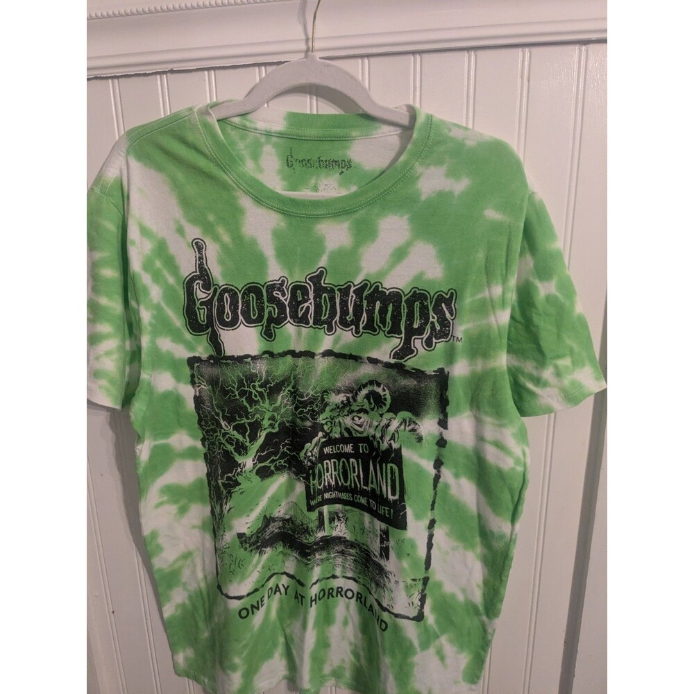 Goosebumps Shirt Mens Large Green White Tie Dye Horroland Nightmares